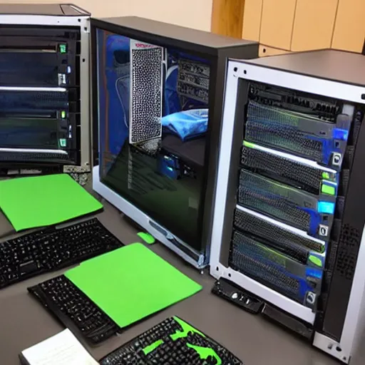 Image similar to terrifying systems administrator mutant turtles building pcs