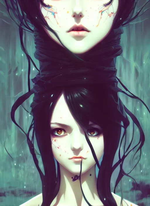 Image similar to portrait of beautiful gothic girl, cute face, intricate, highly detailed, digital painting, official media, anime key visual, concept art, rich vivid colors, ambient lighting, sharp focus, illustration, art by wlop and ilya kuvshinov and makoto shinkai