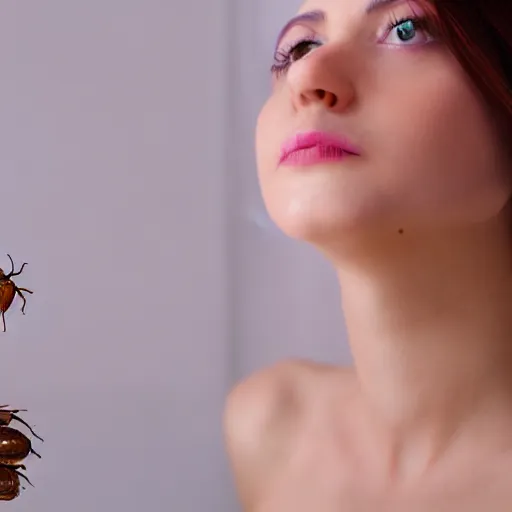 Prompt: Clothed beautiful Woman who loves cockroaches, detailed, Cinematic