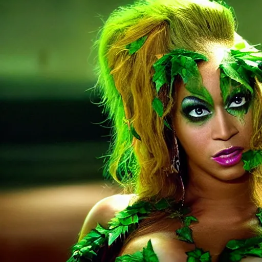 Image similar to stunning awe inspiring beyonce as poison ivy, movie still 8 k hdr atmospheric lighting