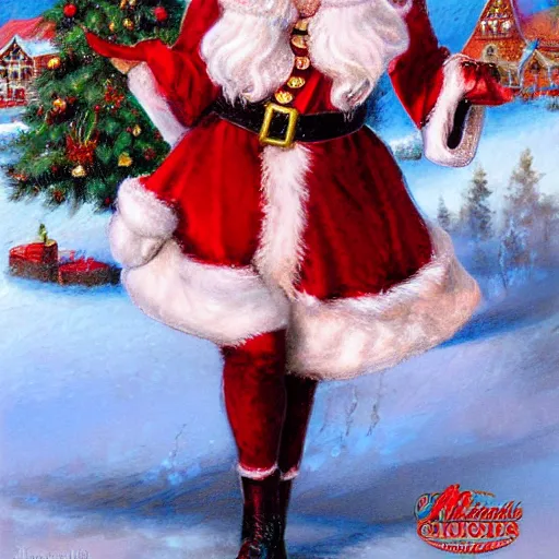 Image similar to Mrs. Claus as painted by Ralph Horsley