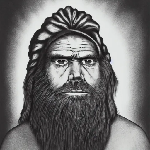 Image similar to portrait of a caveman with a tinfoil hat