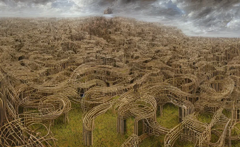 Prompt: photorealistic surreal landscape by peter gric