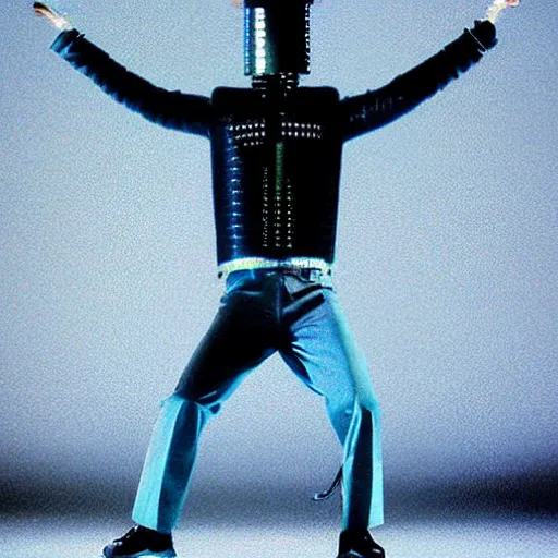 Image similar to cybernetic Jamiroquai dancing, amazing award winning photo