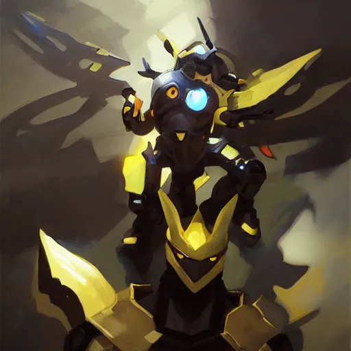 Image similar to greg manchess portrait painting of partially armored umbreon as overwatch character, medium shot, asymmetrical, profile picture, organic painting, sunny day, matte painting, bold shapes, hard edges, street art, trending on artstation, by huang guangjian, gil elvgren, ruan jia, greg rutkowski, gaston bussiere
