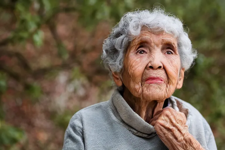 Image similar to grandmother wrinkled wistful expression sigma 1 0 5 mm f 2. 8 outdoors