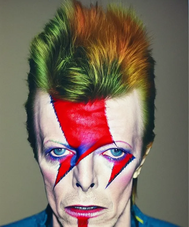 Prompt: a color photograph of david bowie, by catherine opie, intense, bold, exaggerated, overblown, hyperrealistic, ultra sharp, extra details, ultra high quality, trending on pinteresst
