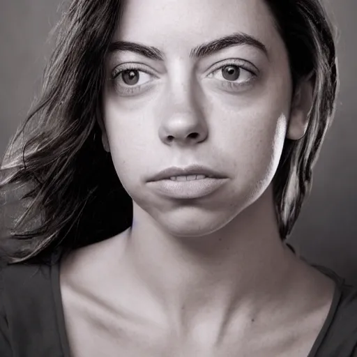 Image similar to a masterpiece portrait photo of a beautiful young woman who looks like a israeli aubrey plaza