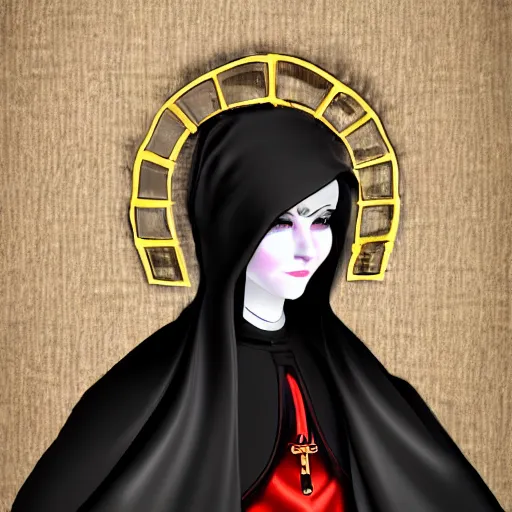 Image similar to female character design inspired by venice carnival and nun outfit | | art by greg rutswork