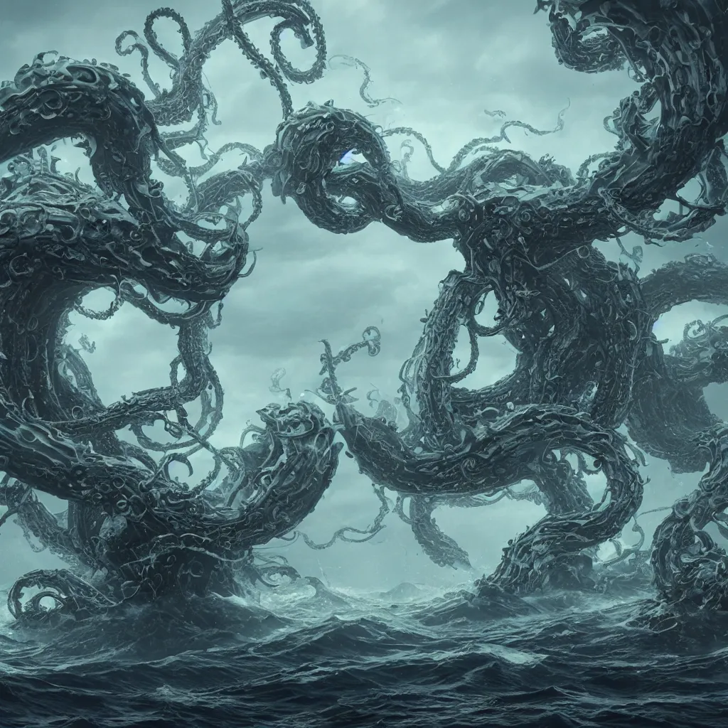 Prompt: a kraken corrupted by demonic power rising out of a stormy sea, intricate artwork by Tooth Wu and wlop and beeple. octane render, trending on artstation, greg rutkowski very coherent symmetrical artwork. cinematic, hyper realism, high detail, octane render