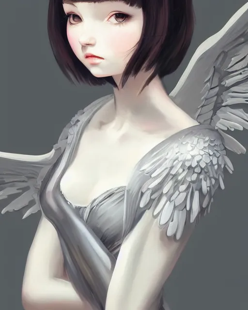 Prompt: ilya kuvshinov. an infinitely detailed portrait of a frail and pale female peace angel elegantly. fully - clothed full - body, beautiful! scenery art!! coherent! by wlop. victorian armor trim, cold color palette, artstation / pixiv!! elegantly armored angel portrait full - body, dreamy art