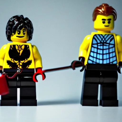 Image similar to lego version of pulp fiction. photograph, photographic, 3 5 mm