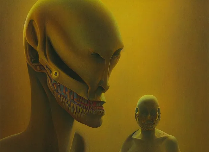 Prompt: portrait painting of an Alien, science fiction, Edward Hopper and James Gilleard, Zdzislaw Beksinski highly detailed