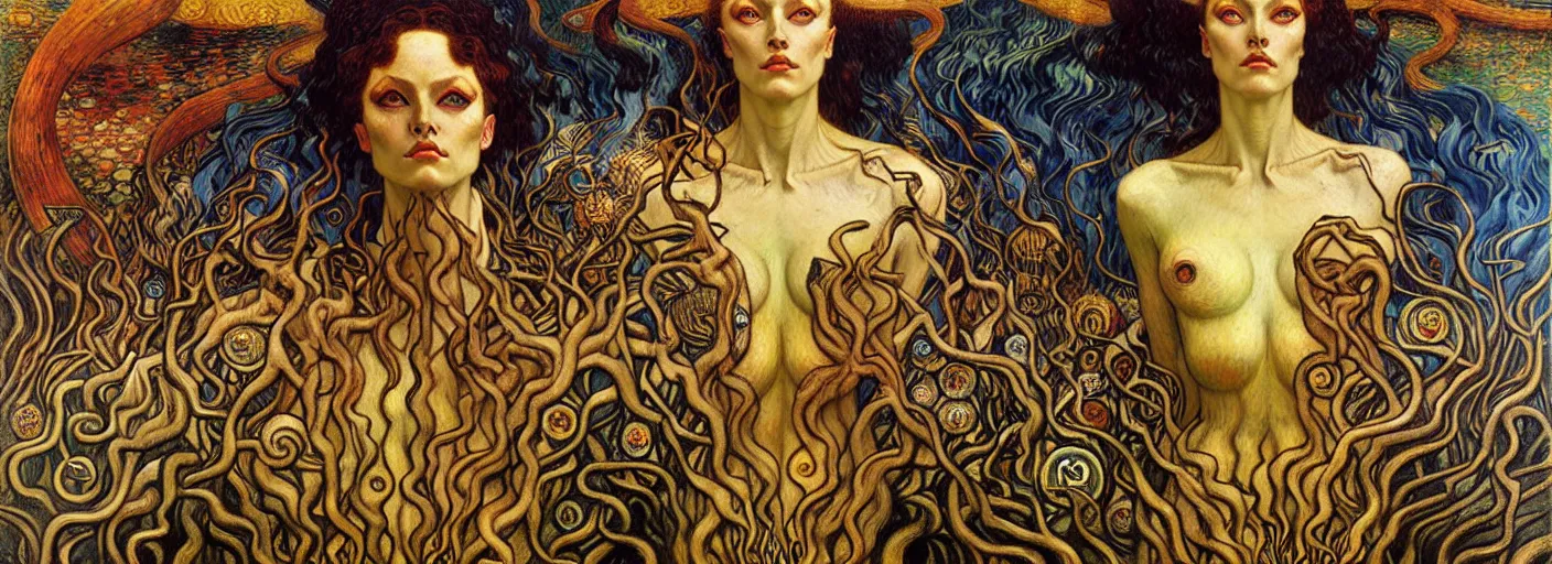 Image similar to Divine Chaos Engine by Karol Bak, Jean Delville, William Blake, Gustav Klimt, and Vincent Van Gogh, symbolist, visionary