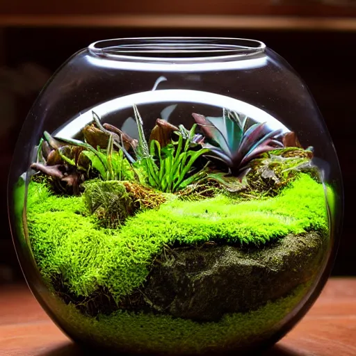 Image similar to moss terrarium, product photo, high quality, 4 k, beautiful design, innovative