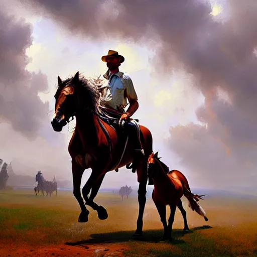 Image similar to а man carries a horse over him, hyperrealism, no blur, 4 k resolution, ultra detailed, style of ron cobb, adolf hiremy - hirschl, syd mead, ismail inceoglu, rene margitte