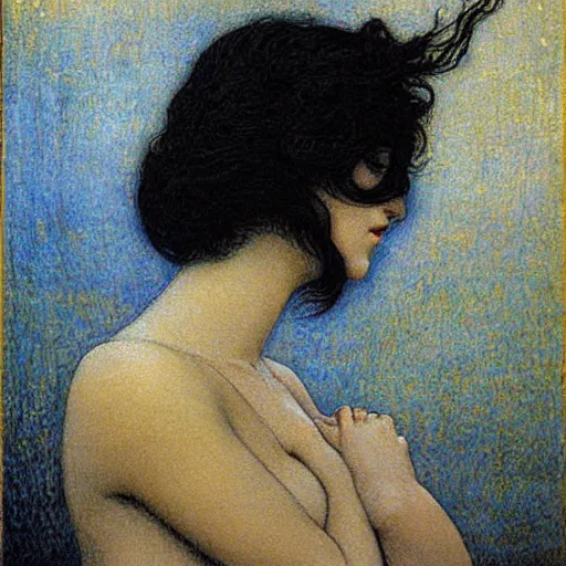 Image similar to princess black short hairs by Jean Delville