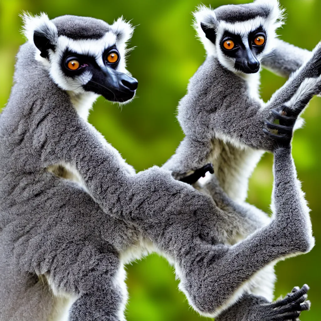 Prompt: a lemur doing an inspiring yoga pose, breathtaking digital art
