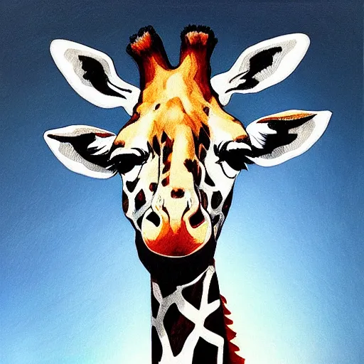 Image similar to “painted giraffe portrait, dotart, album art in the style of James Jean”