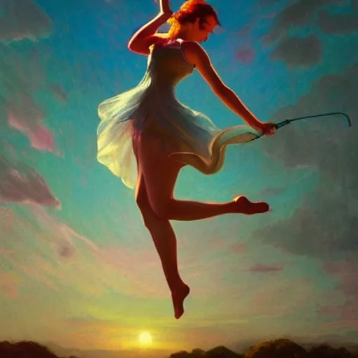 Prompt: fairy, aerial hoop, cinematic lighting, soft bokeh, fantasy, modern, colourful, highly detailed, digital painting, artstation, deviantart, concept art, sharp focus, illustration, by Edward Hopper and Rene Magritte and Alphonse Mucha