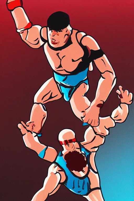 Image similar to detailed illustration, basil zempilas as a 1 9 8 0 s wrestling action figure, ultra realistic, dramatic lighting