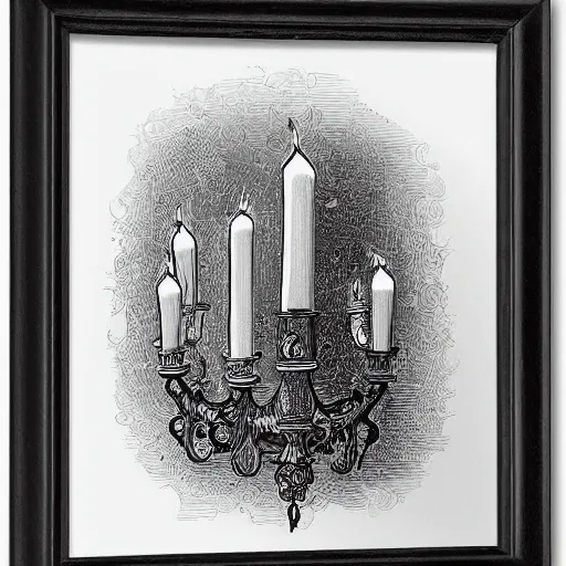 Prompt: concept art of a Victorian detailed print | victorian | candle flame | black and white color scheme by David Carson