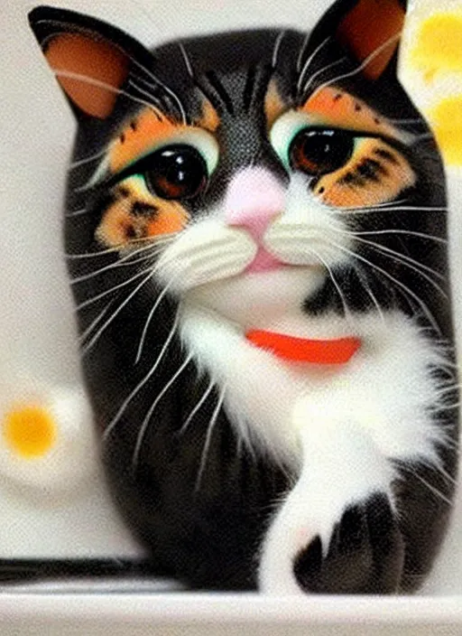 Image similar to clear photorealistic picture of adorable cats made out of sushi