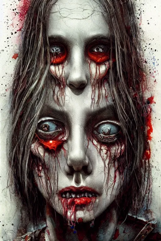 Prompt: watercolor cartoon grunge portrait of a creepy horror nurse girl . intricate abstract. intricate artwork. nightmare fuel. terrifying. by zdzisław Beksiński, wlop, dan mumford , trending on artstation, greg rutkowski very coherent symmetrical artwork. cinematic, hyper realism, high detail, octane render, 8k