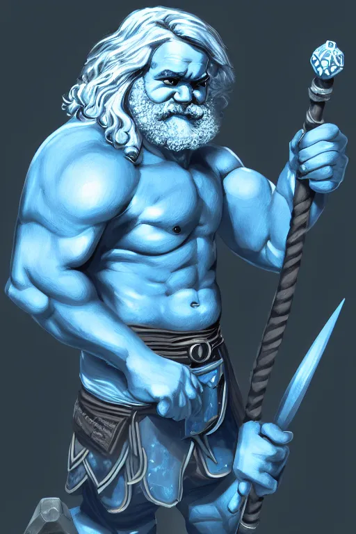 Prompt: character portrait of buff barbarian karl marx with shining blue body painting, dungeons and dragons, trending on artstation, award winning, stylized painting, concept art, 4 k, 8 k