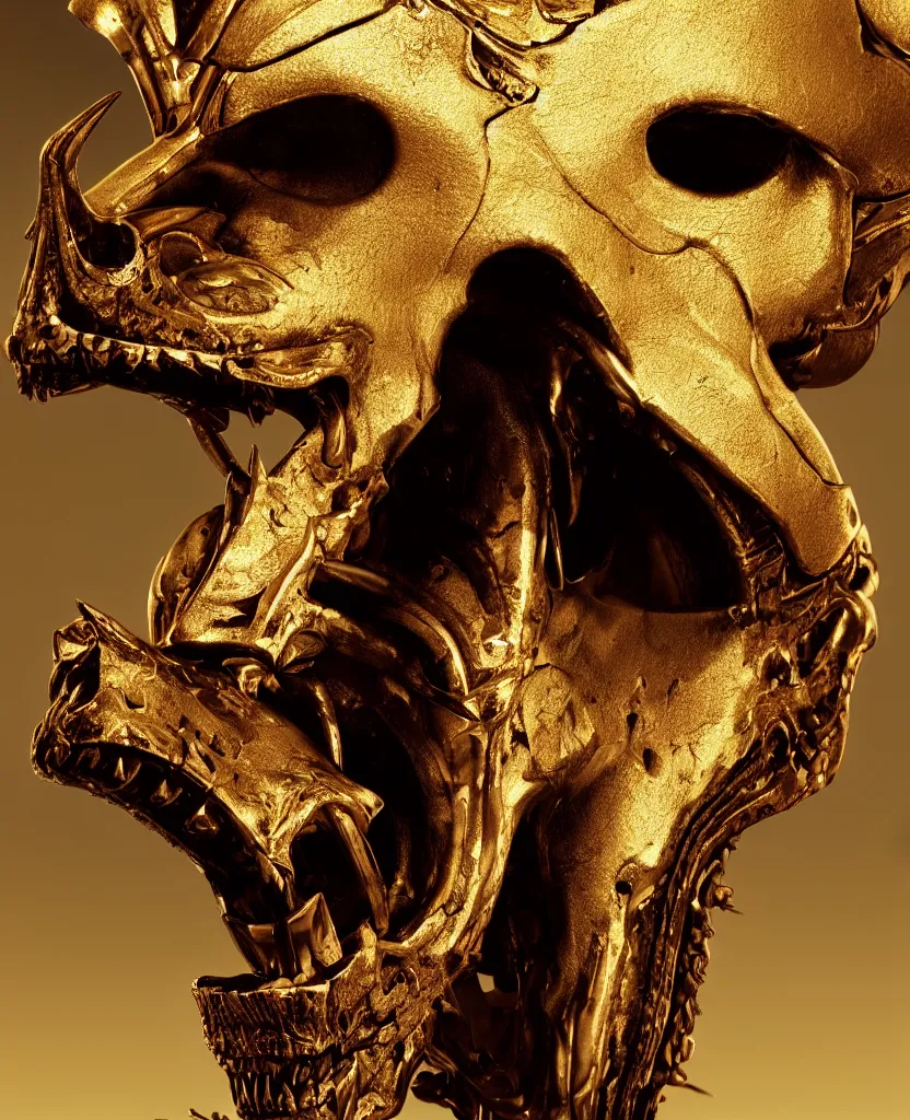 Prompt: Photorealistic epic egyptian god face close-up portrait ram skull, jackal skull, gold. ominous, ancient magic, intricate artwork by Tooth Wu and wlop and beeple and ryohei hase. octane render, trending on artstation, greg rutkowski very coherent symmetrical artwork. cinematic, hyper realism, high detail, octane render, 8k