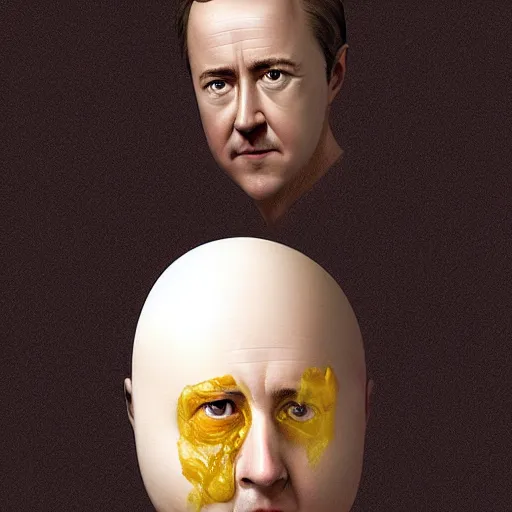 Image similar to edward norton as a peeled boiled egg, just the face, highly detailed, dramatic lighting, concept art by caravaggio and greg rutkowski and artgerm