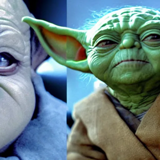 Image similar to danny devito as yoda in star wars episode 3, 8k resolution, full HD, cinematic lighting, award winning, anatomically correct