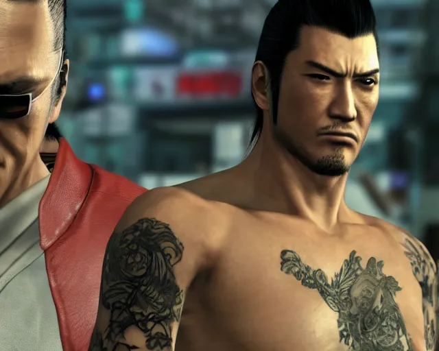 Prompt: Yakuza screenshot 4K max settings Kiryu Kazama