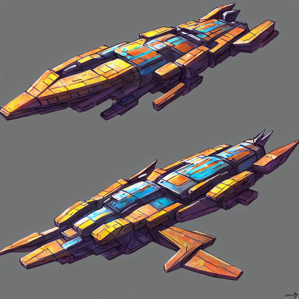 Image similar to combat spaceship from the side concept art colorful by gurmukh basin