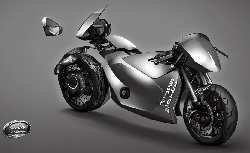 Image similar to concept art of nvidia motocycle, realistic, shiny, bloom, charcoal black background,