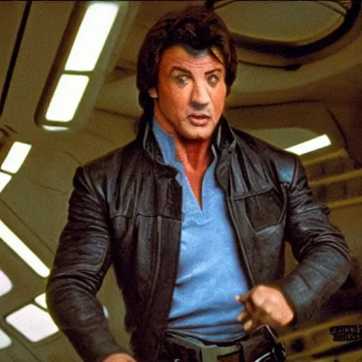 Prompt: sylvester stallone as han solo