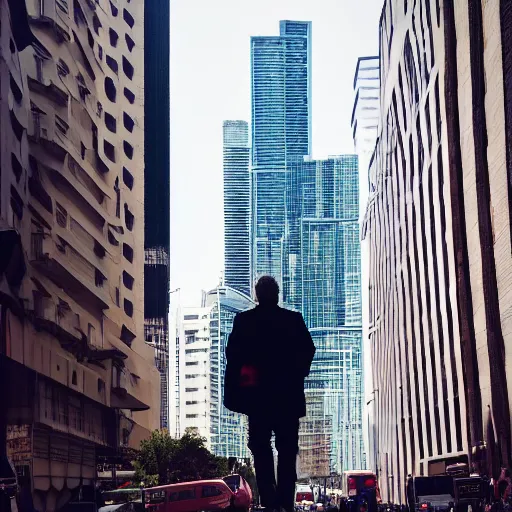 Image similar to a giant walking in a city.