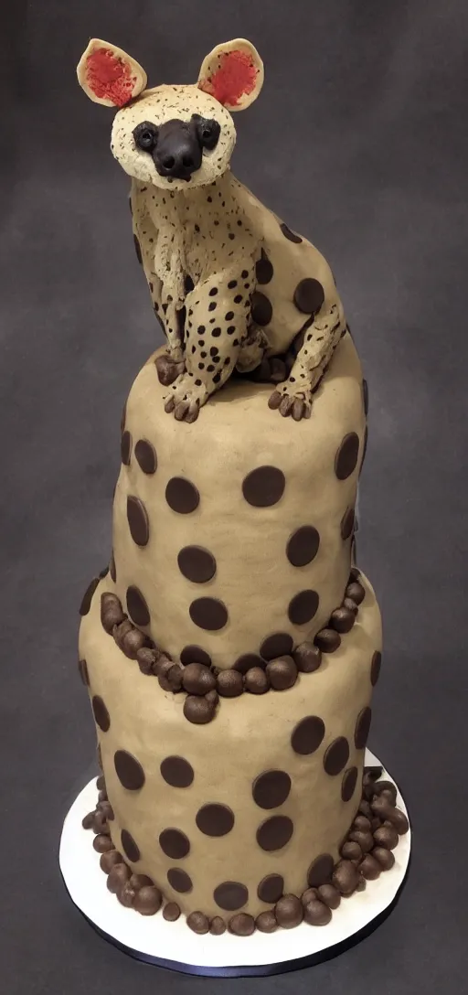 Image similar to birthday cake with hyena sitting on top