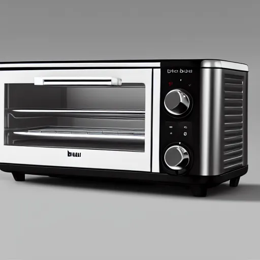 Prompt: A beautiful toaster oven designed by Dieter Rams in the style of the iconic Braun T 3 pocket radio, isometric