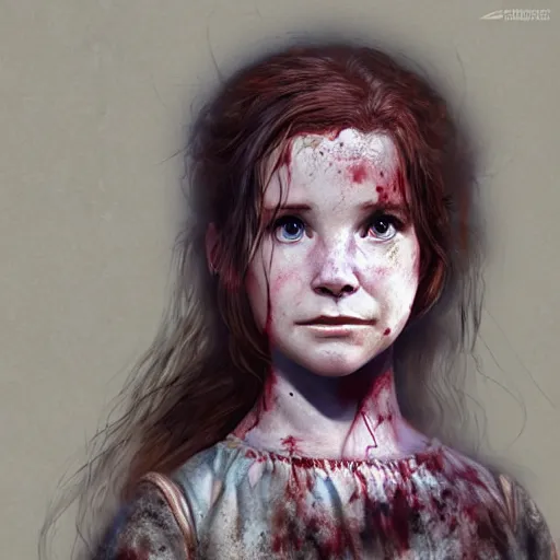 Prompt: young melissa gilbert from little house on the prairie as a zombie, 7 days to die zombie, fine art, award winning, intricate, elegant, sharp focus, cinematic lighting, highly detailed, digital painting, 8 k concept art, art by guweiz and z. w. gu, masterpiece, trending on artstation, 8 k