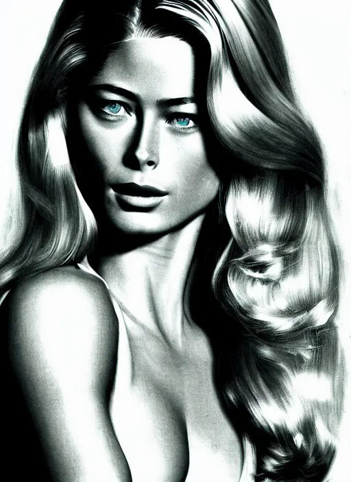 Image similar to portrait photo of a gorgeous young Doutzen Kroes with intricate detailed as Bond Girl in Retro 70s movie in the style of stefan kostic realistic sharp