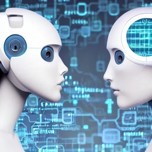 Image similar to Two AIs having a conversation, A.I., artificial intelligence technology