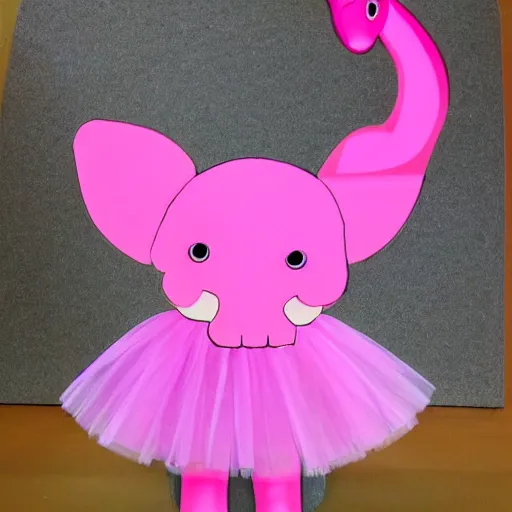 Prompt: pink elephant, the pink elephant is doing ballet, wearing a tutu