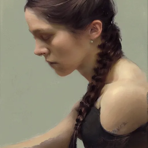 Image similar to girl with pigtails hairstyle, dragon tattoo sleeve, lace dress, reclining pose, jeremy lipking, joseph todorovitch