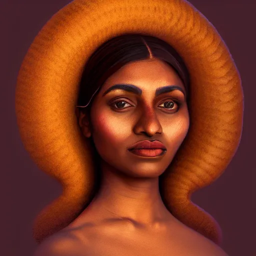 Prompt: portrait of a brown woman with a bundt pan face, wide shot, digital art, 8k, trending on artstation