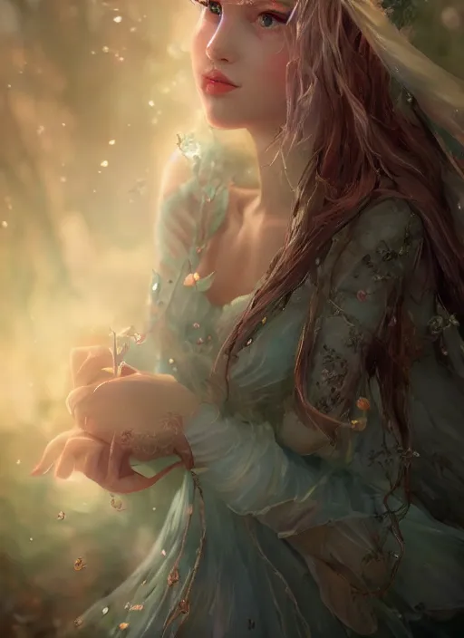 Prompt: beautiful whimsical [ fairy ]!!, trending on cgsociety, intricate, 4 k photorealistic faces, luminous lighting, 4 k, artstation contest winner, ilya ozornin, ruslan pronin, rajmund kanelba, foggy atmosphere, god rays, portrait!!, tarot, d & d, full body, octane, unreal engine 5, original character