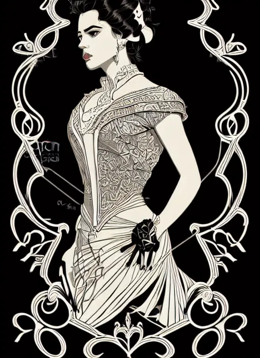 Image similar to silhouette of a spanish gitana, vector art style, medium shot, intricate, elegant, highly detailed, digital art, ffffound, art by jc leyendecker and sachin teng