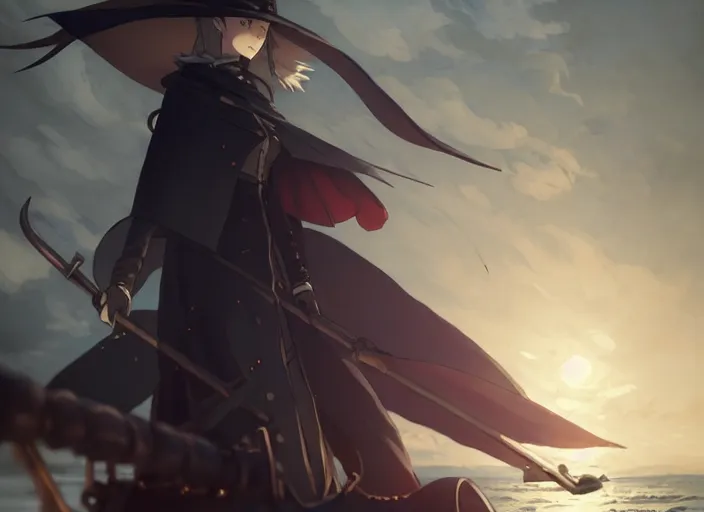 Image similar to lady maria, helm of second world war warship in background, illustration concept art anime key visual trending pixiv fanbox by wlop and greg rutkowski and makoto shinkai and studio ghibli and kyoto animation, astral witch clothes, steampunk, grimdark, volumetric lighting