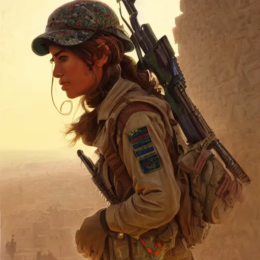 Image similar to beautiful YPJ soldier in the defense of Kobanî in the siege of Kobanî, detailed, centered, digital painting, artstation, concept art, donato giancola, Joseph Christian Leyendecker, Boris Vallejo, Breathtaking, 8k resolution, extremely detailed, beautiful, establishing shot, artistic, hyperrealistic, beautiful face, octane render