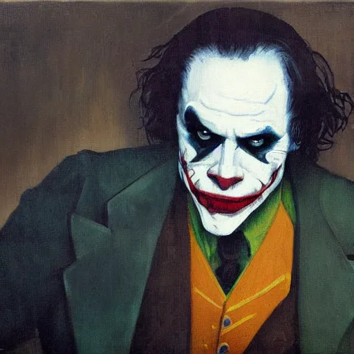 Prompt: whistler painting of the joker